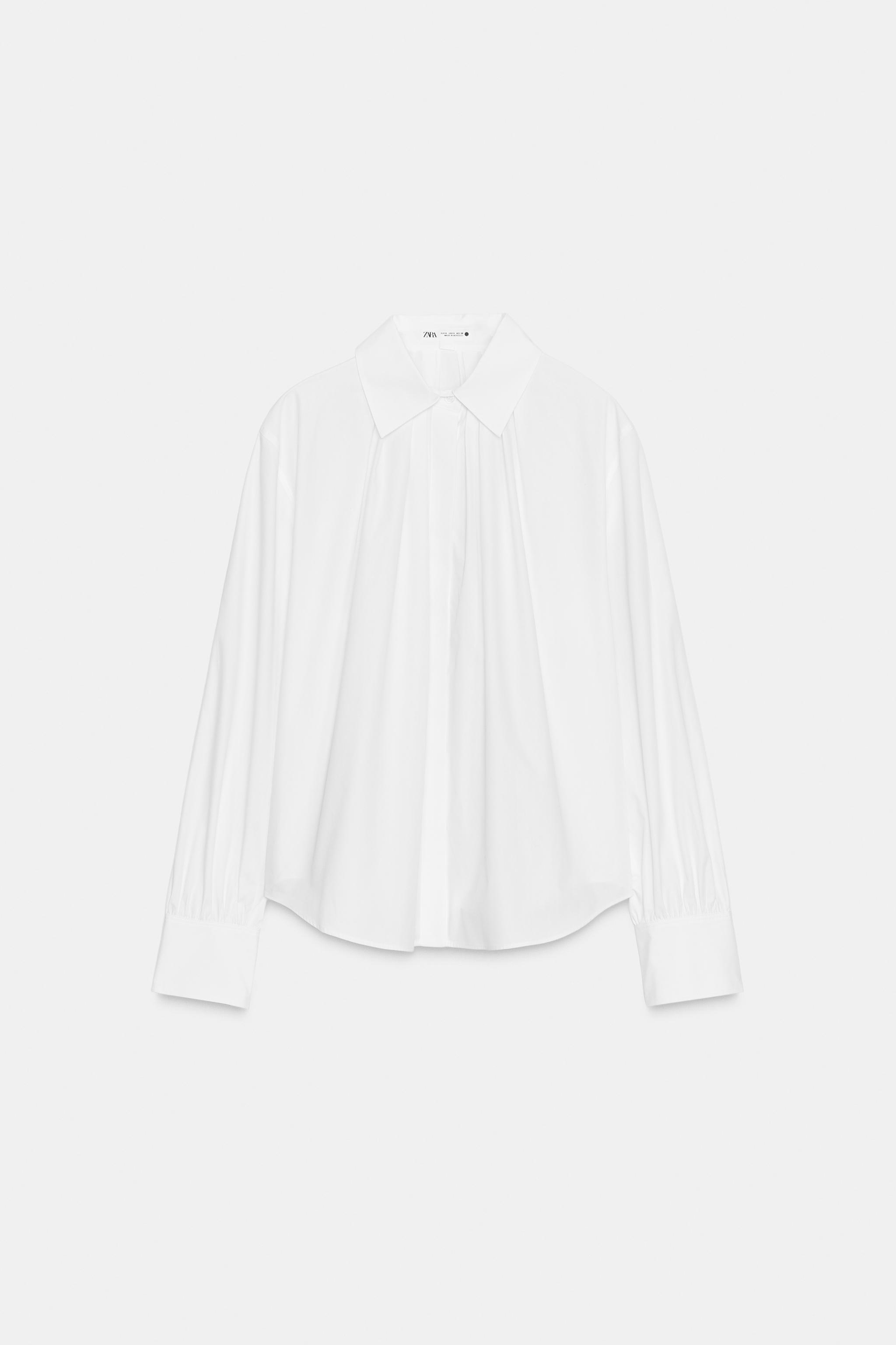 ZW COLLECTION POPLIN PLEATED SHIRT